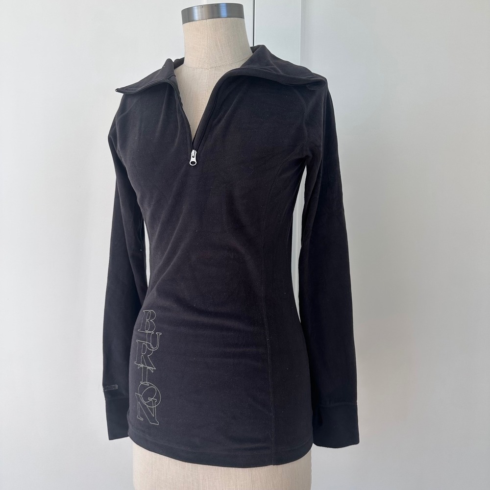 Vintage Burton Dryride Fleece Base Layer Quarter Zip Top Black Womens XS Y2K